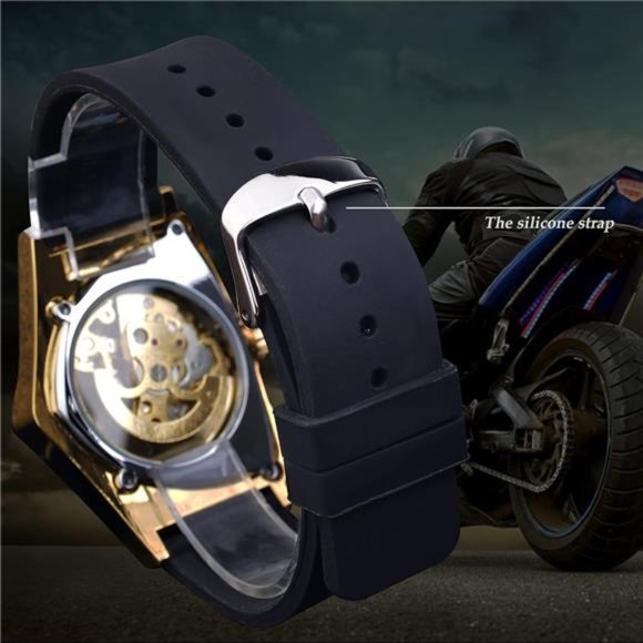 Skeleton Watches for Men, Automatic Mechanical Watch with Triangle Dial,Luminous - Picture 5 of 6